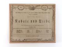 Schiller, Friedrich v. Kabale und Liebe. Theaterzettel zur Wiener Erstaufführung 1808.